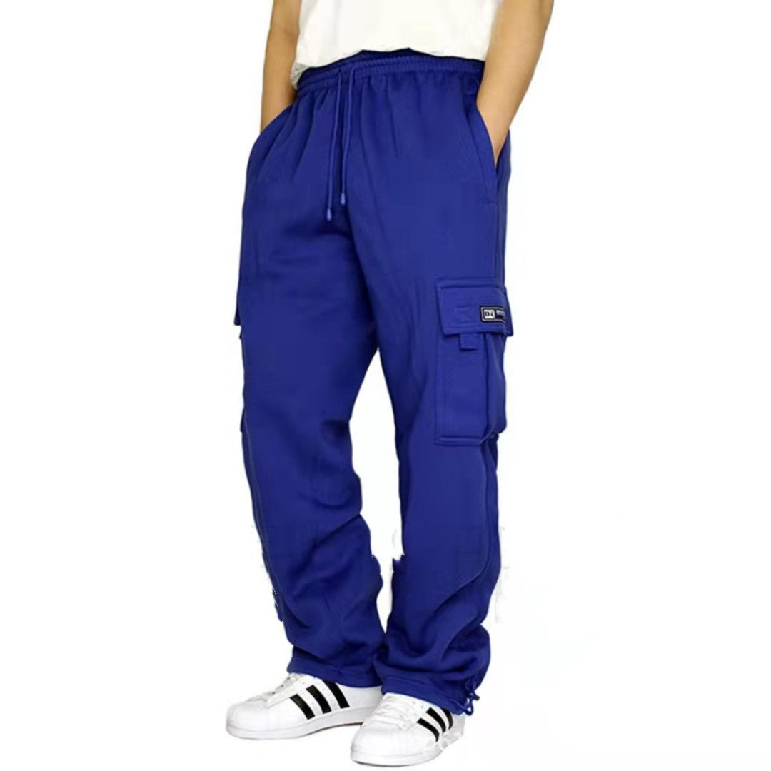 Harajuku Style Casual Pants with Plush Cuffs and Pockets