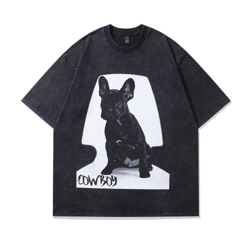 Harajuku Style Water-Washed Vintage Loose Fit Cotton Tee