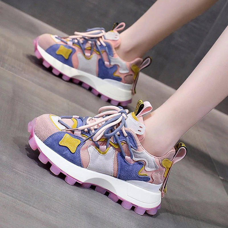 Harajuku Style Breathable Platform Sneakers for Women