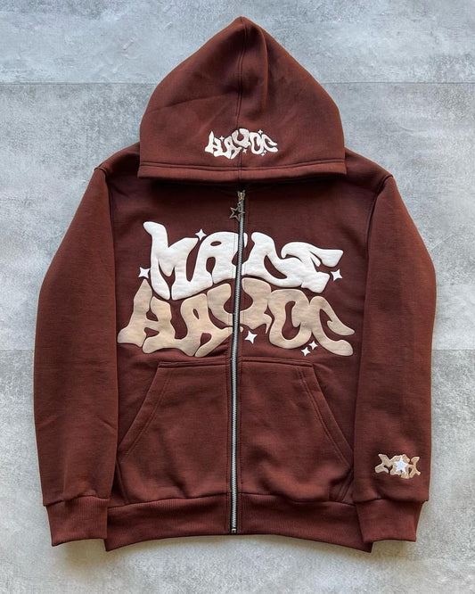 Harajuku Style Hip-Hop Letter Printed Cardigans & Hoodies
