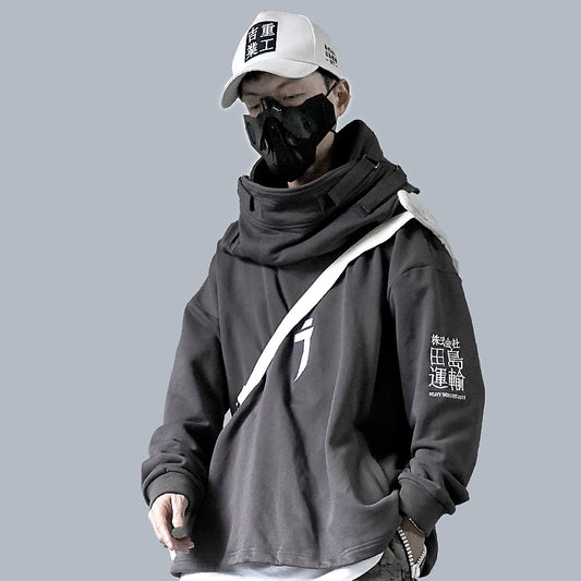 Cyberpunk Fish Mouth Hooded Sweater - Oversized Hip-Hop Jacket