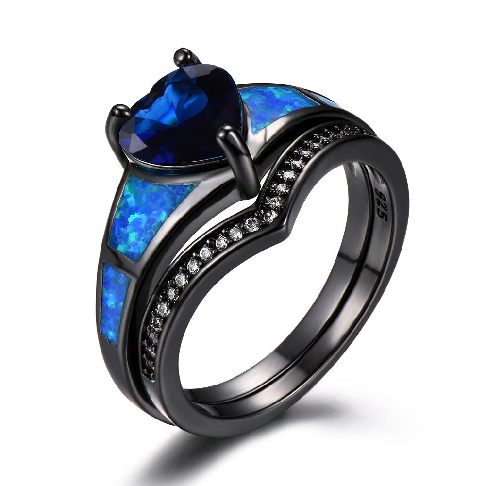 Vintage Heart Fire Opal Ring - Harajuku Style Jewelry