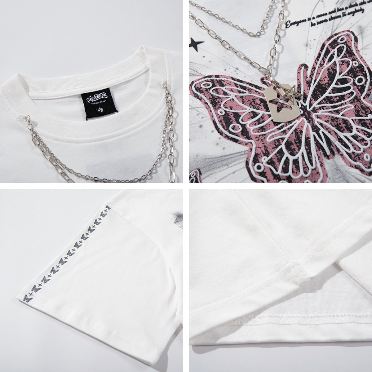 Overlapping Butterfly Print Short Sleeve T-Shirt for Men and Women