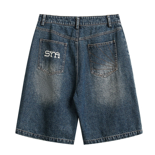 Retro Deconstructed Denim Shorts for Men - Harajuku Style