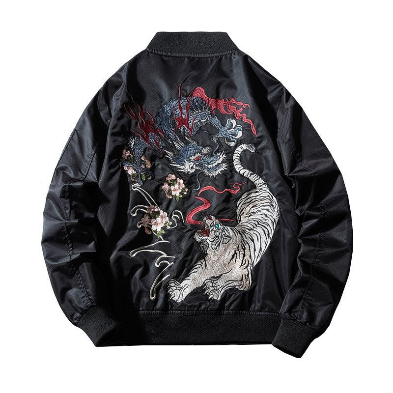 Harajuku Style Dragon Tiger Embroidery MA-1 Flight Jacket