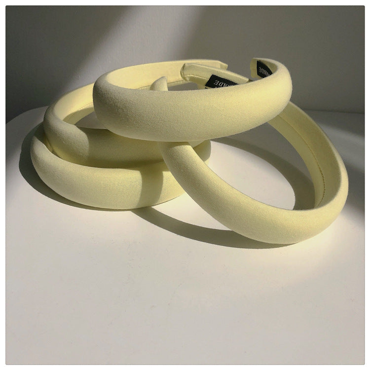 Gentle Cream Color Candy Wide-Brimmed Sponge Headband