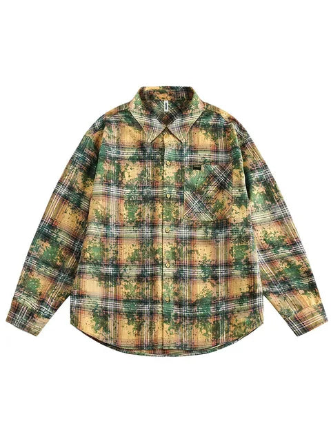 Harajuku Style Women's Tie Dye Plaid Blouse