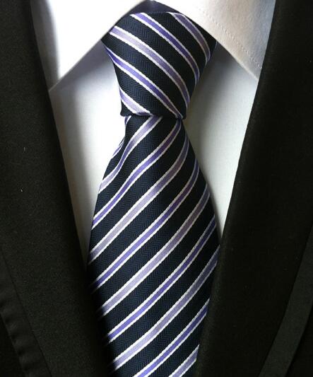 Classic Yellow & Navy Blue Striped Silk Tie