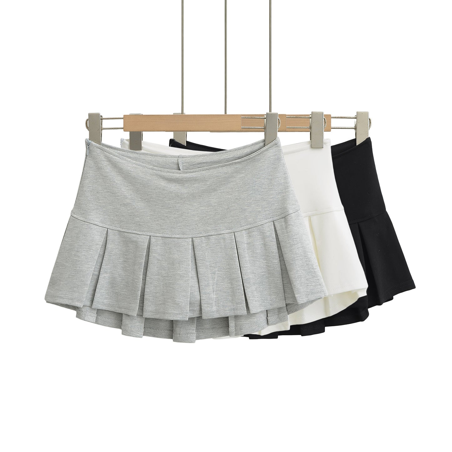 Sexy Low Waist Spliced Pleated Mini A-Line Skirt