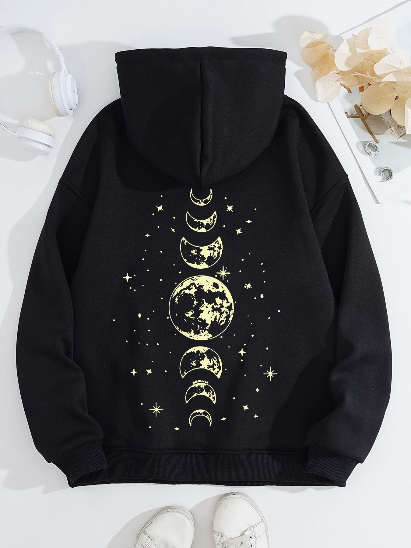Half Moon and Full Moon Pattern Hoodie
