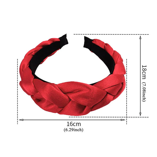 Women Satin Cross Hairbands - Twisted Braid Headband