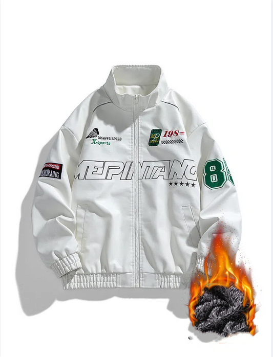 Men's Printed British Casual PU Leather Jacket