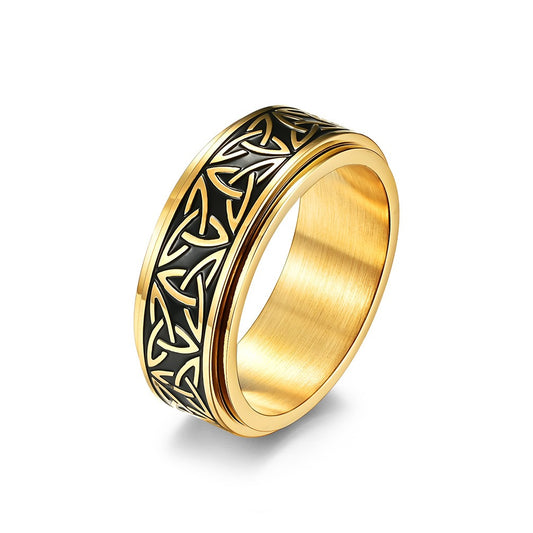 Nordic Viking Triangle Rotatable Titanium Steel Ring
