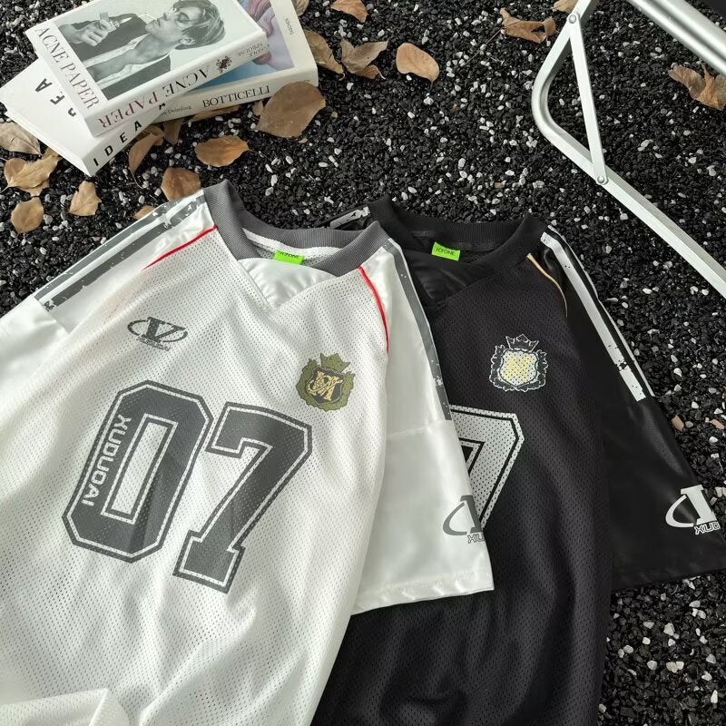 Graffiti Printed Mesh Jersey T-Shirt