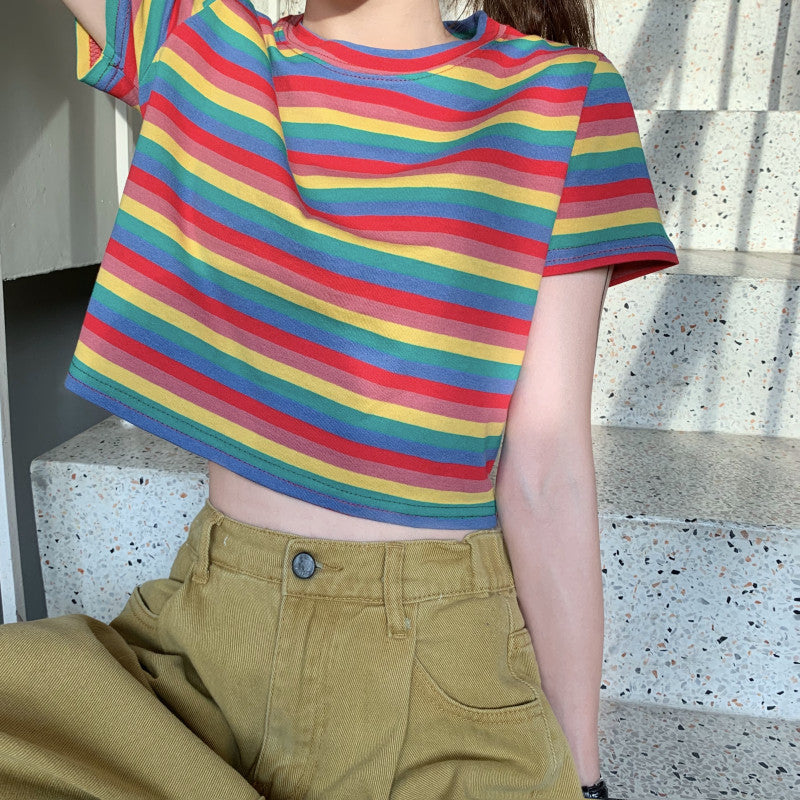Rainbow Stripe Short Sleeve T-Shirt