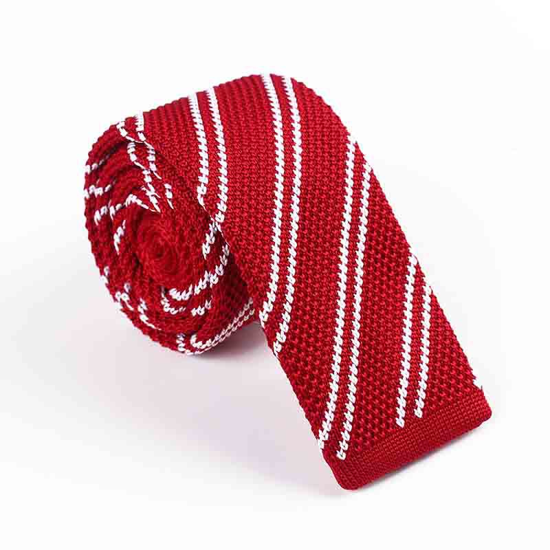 Twill Knitted Tie - Men's Stripe Contrast Tie