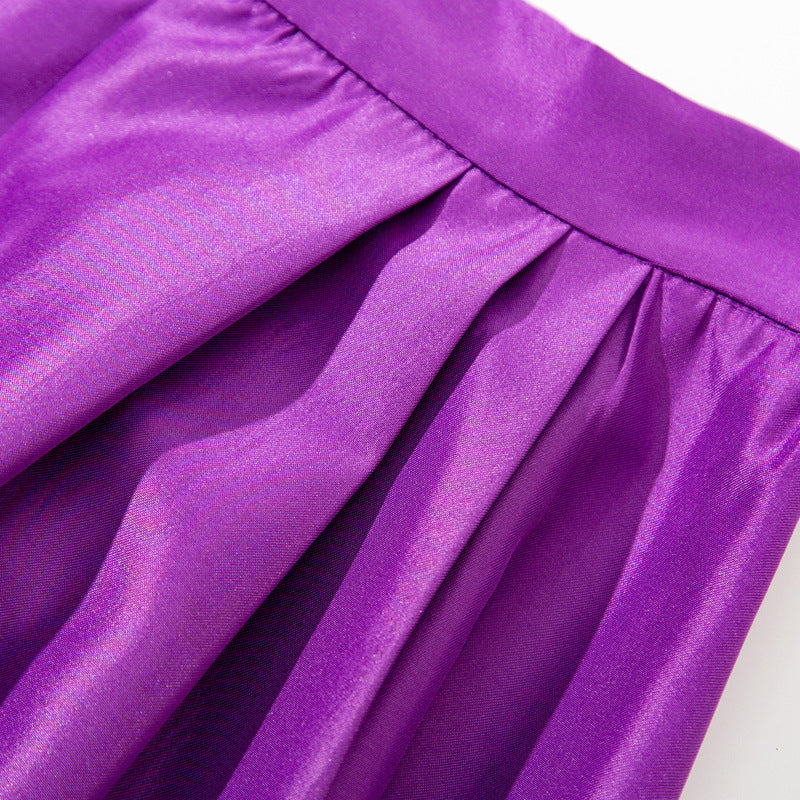 Harajuku Style Mid-Length Solid Color Chain Skirt