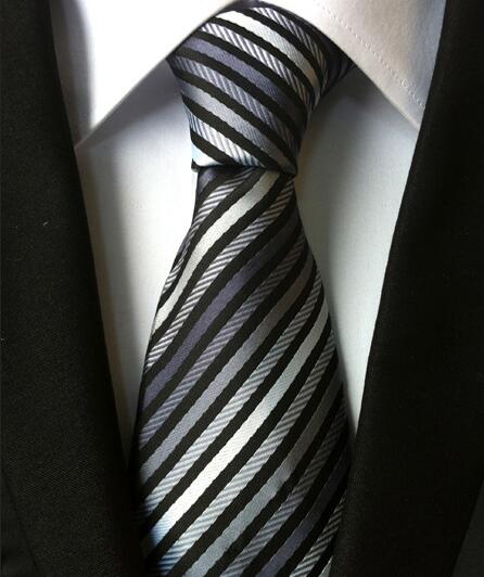 Classic Yellow & Navy Blue Striped Silk Tie