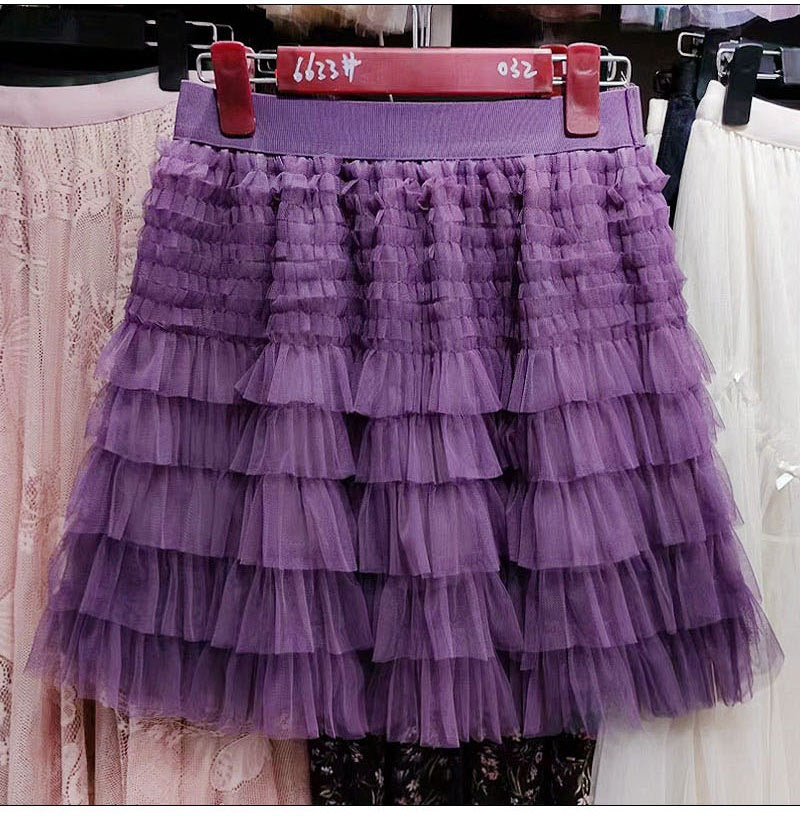 Layered Mesh Skirt for Women - A-Line Fluffy Mini Skirt
