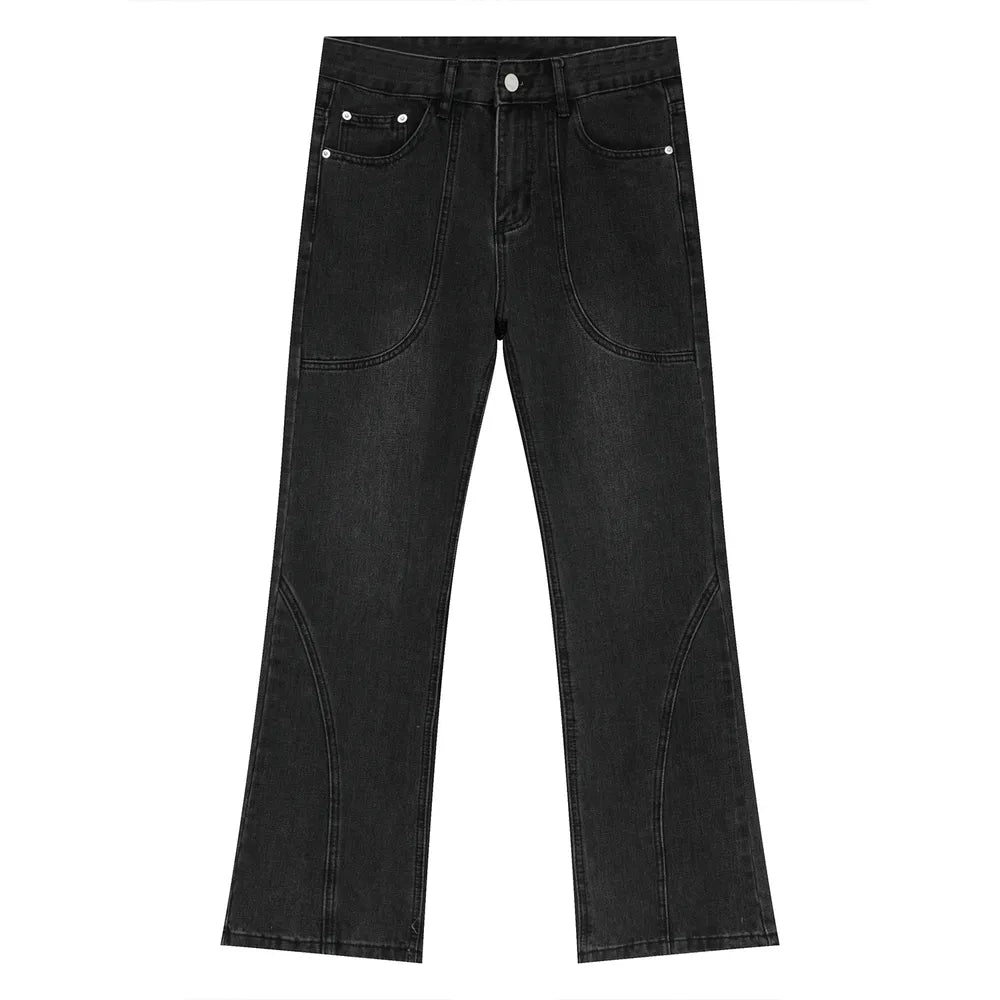 Harajuku Straight-Leg Jeans with Playful Stitch Detail
