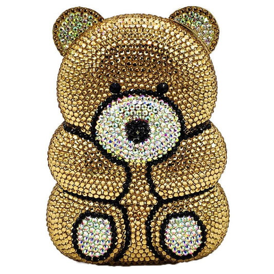 3D Bear Teddy Evening Clutch - Rhinestone Handbag
