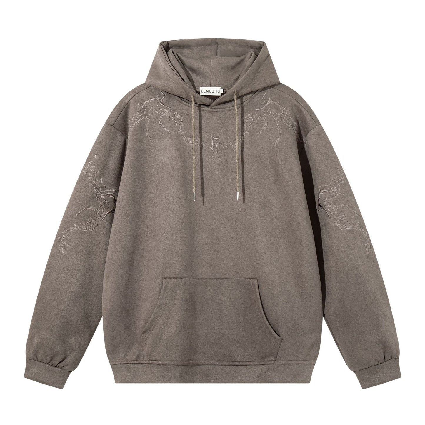 Thorn Embroidered Suede Hoodie