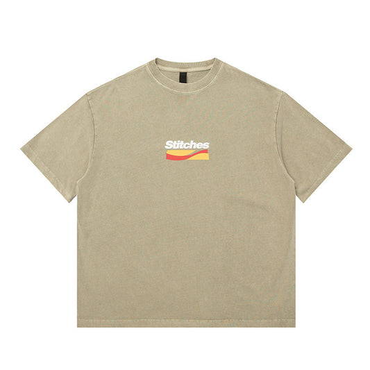 Washed Vintage Letter Printed Tee - Unisex Harajuku Style