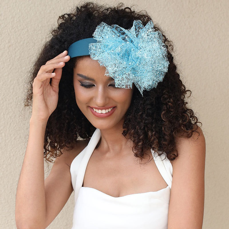 Solid Color Sequin Flower Wide Edge Headband