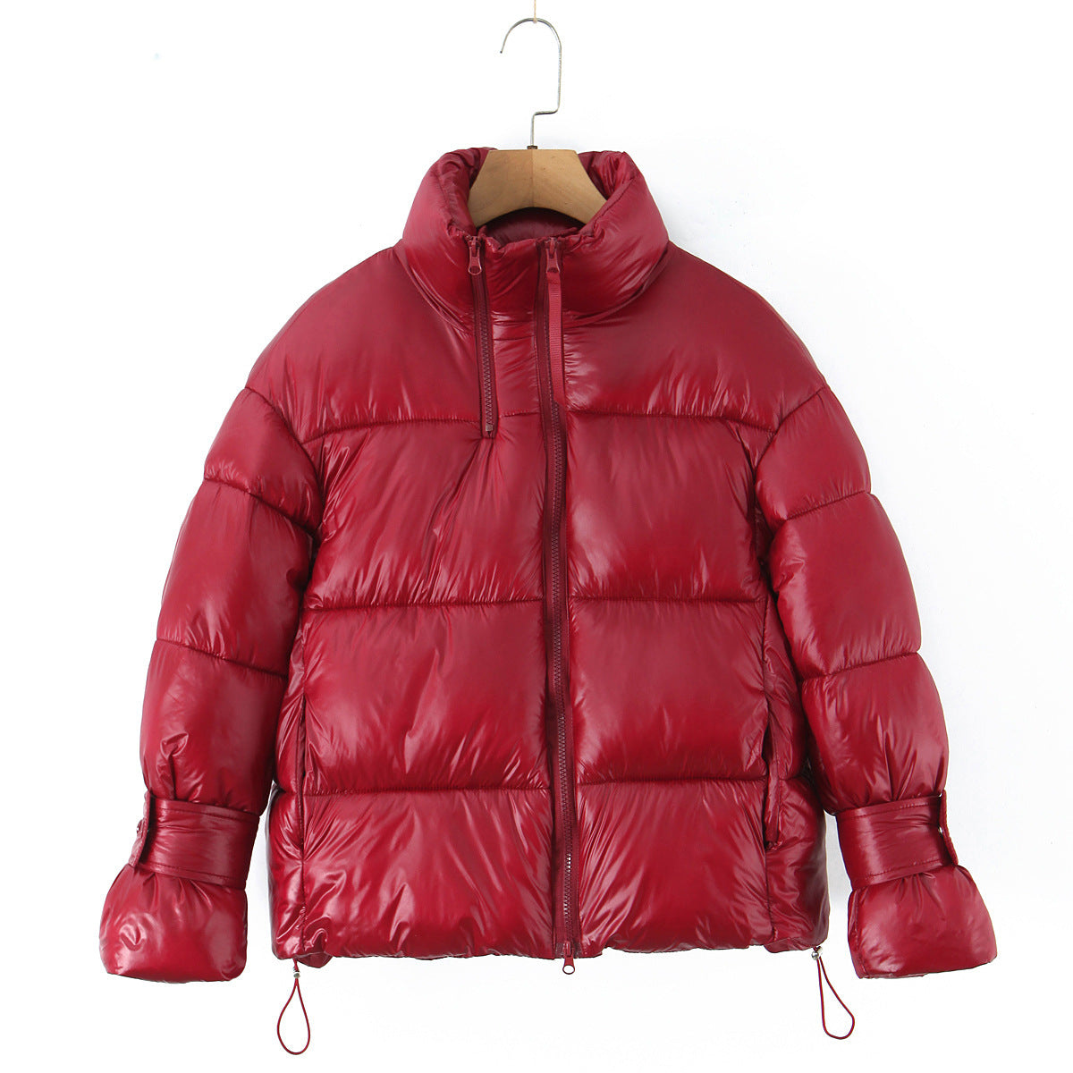 Stand Collar Double Zipper Buckle Long Sleeve Jacket