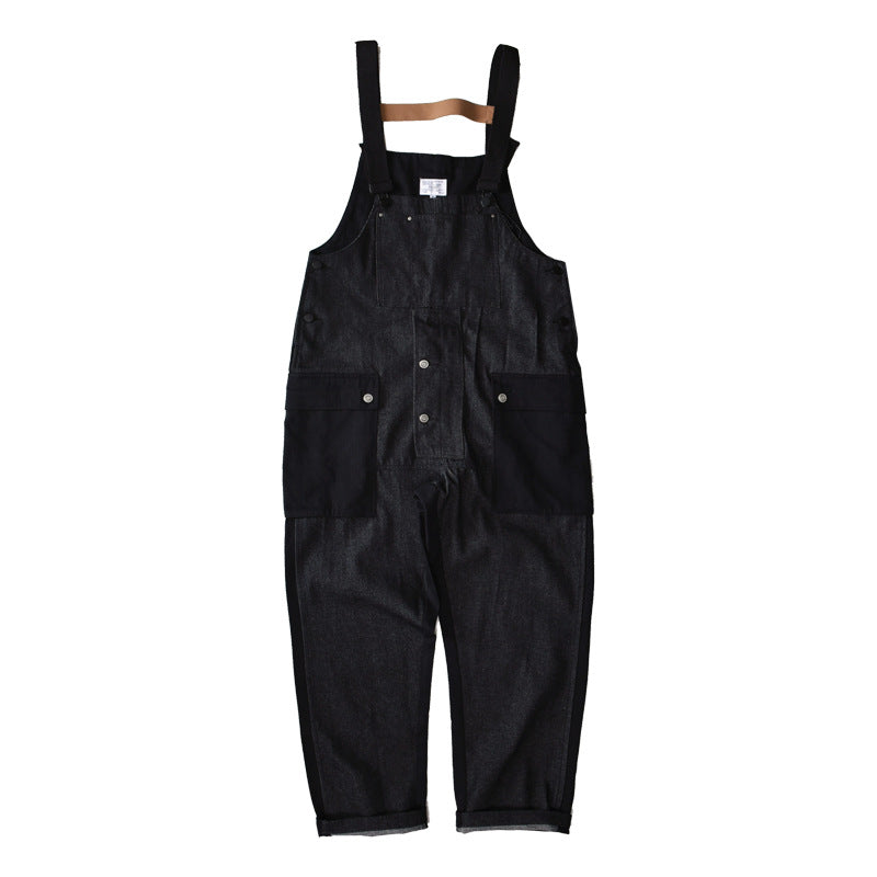 Harajuku Style Color Block Spliced Work Overalls