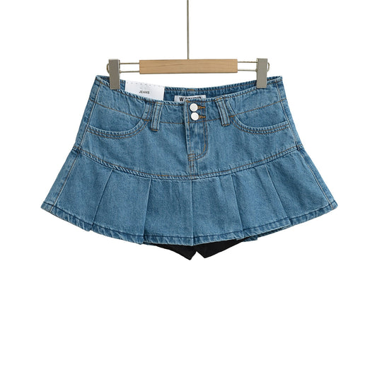 High-Waisted Vintage Denim A-Line Mini Skirt
