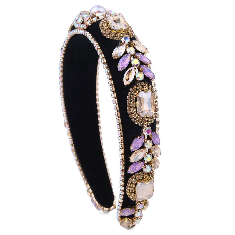 Colored Glass Diamond Flower Headband