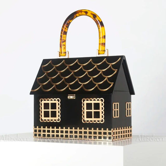 Luxury Harajuku Style Evening Clutch Bag - House Shaped