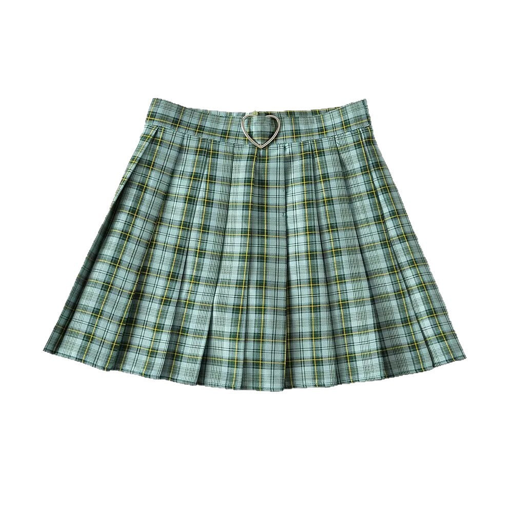 High-Waisted Checkered Midi Skirt with Black A-Line Design