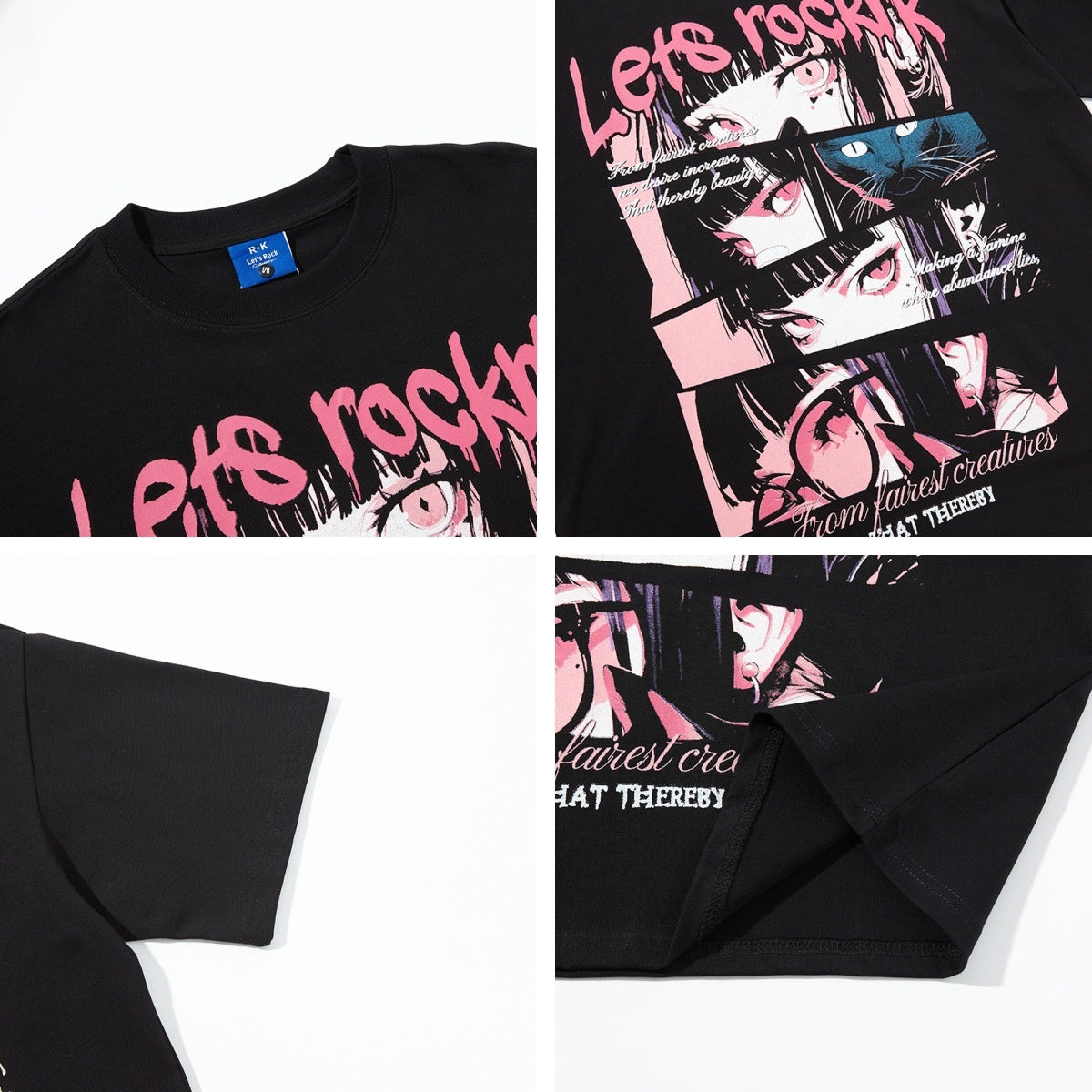 Comic Girl Print Loose Fit T-Shirt for Men