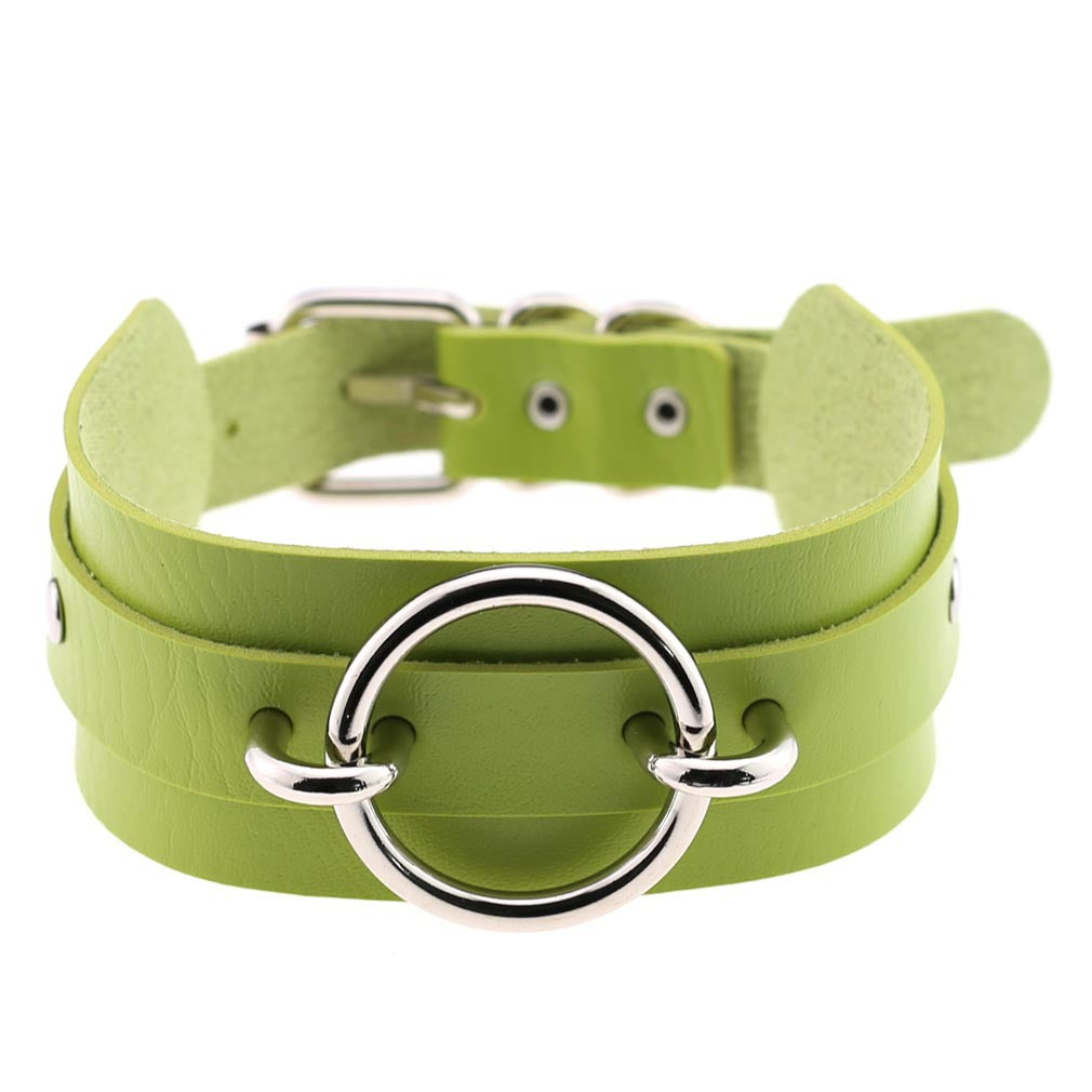 Harajuku Exaggerated PU Leather O-Ring Collar Necklace
