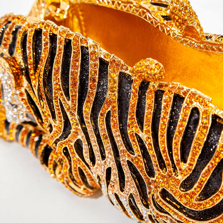Tiger Crystal Clutch Bag - Luxury Rhinestone Evening Purse