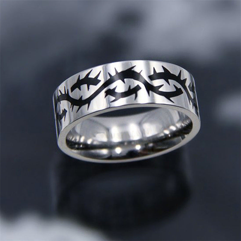Retro Punk Titanium Steel Moon Thorns Ring