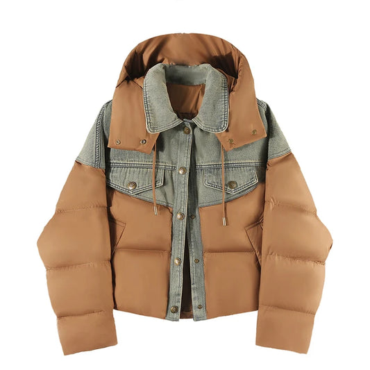 Harajuku Style Women's Patchwork Denim Hooded Jacket