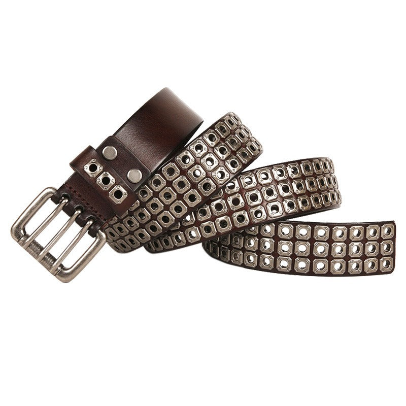 Harajuku Style Cowhide Rivet Belt for Women