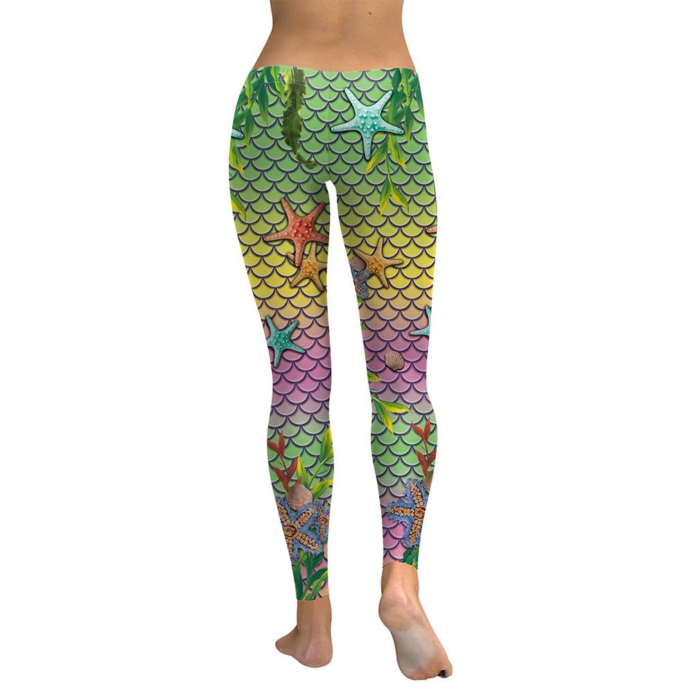 Mermaid Fish Scale Starfish Leggings