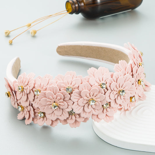 Colorful Floral Headdress Glass Diamond Headband