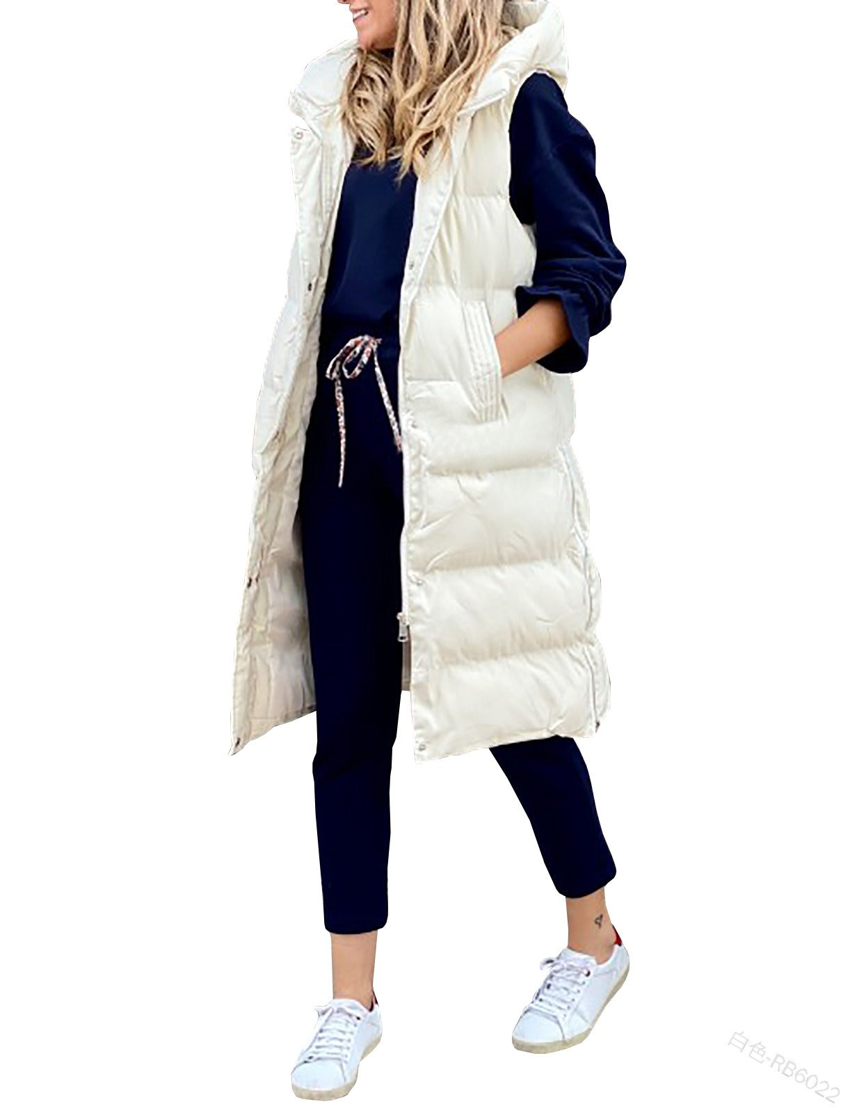 Solid Hooded Long Cotton Vest - Casual Harajuku Fashion