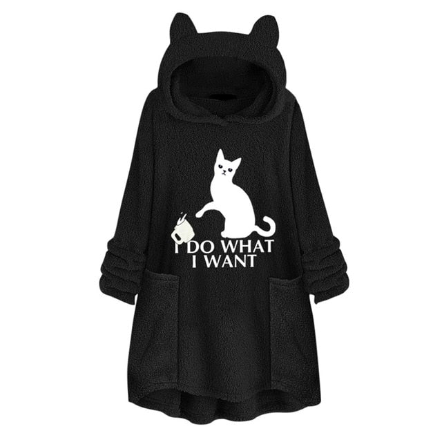 Harajuku Cat Ear Hoodie Sweatshirt for Women