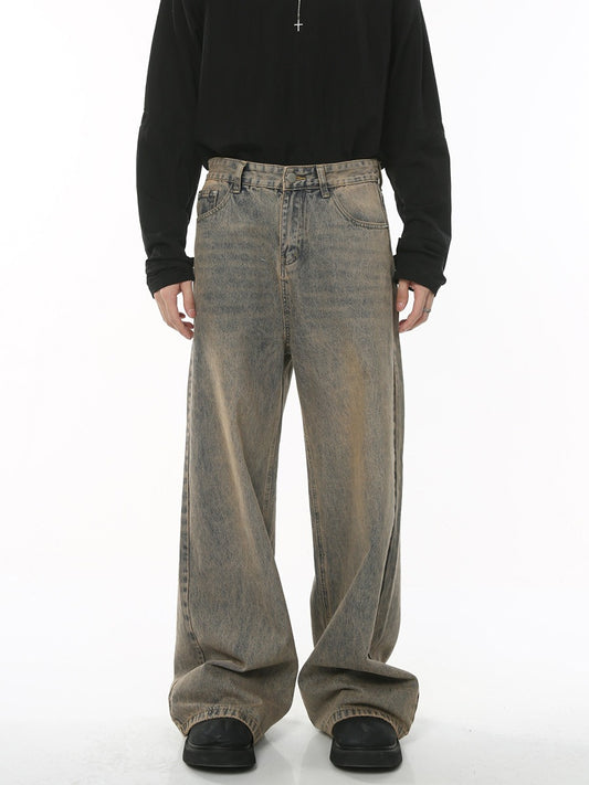 Retro Loose Wide-Leg Denim Trousers - Harajuku Style