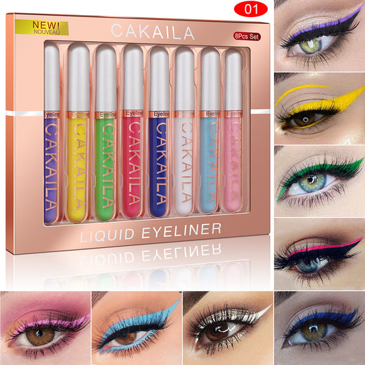 8 Color Matte Glitter Liquid Eyeliner Set – Long-Lasting & Smudge-Proof