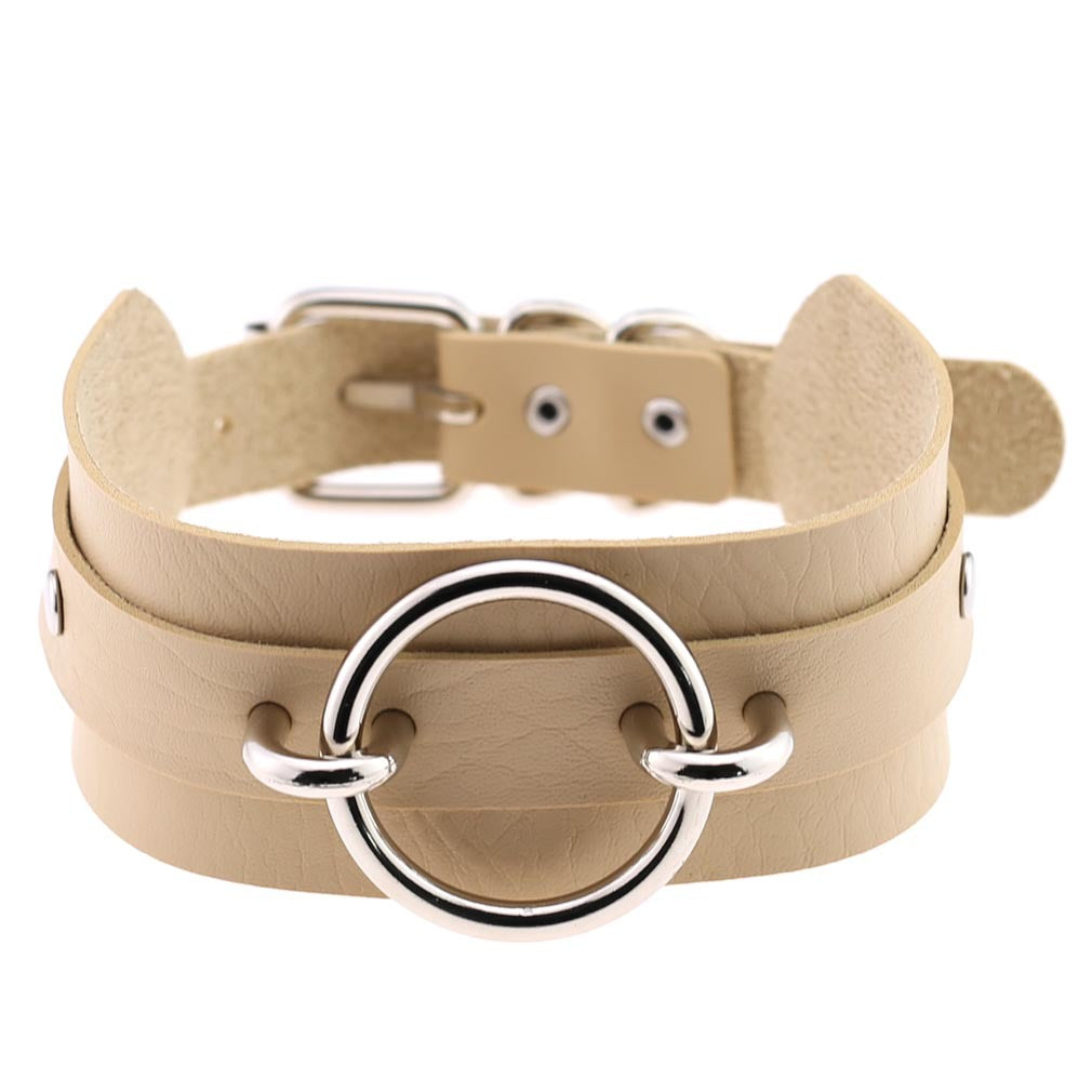 Harajuku Exaggerated PU Leather O-Ring Collar Necklace