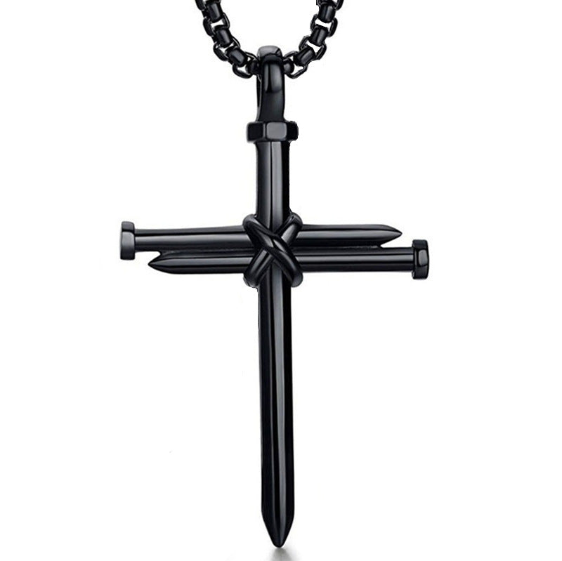 Harajuku Punk Titanium Steel Cross Pendant Necklace for Men