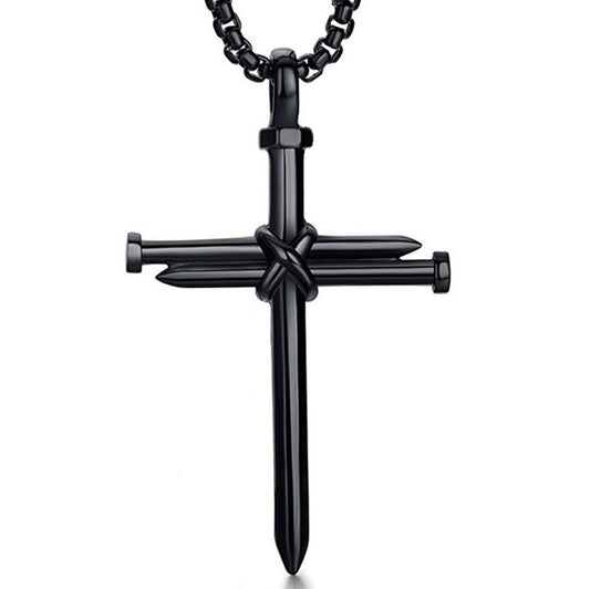Harajuku Punk Titanium Steel Cross Pendant Necklace for Men