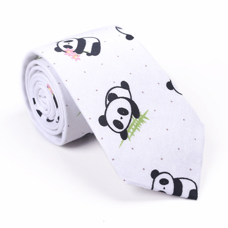 Printed Cartoon Cotton Neck Unisex Animal Pattern Tie